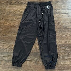 NWT - Satin Black Cargo Jogger Pants